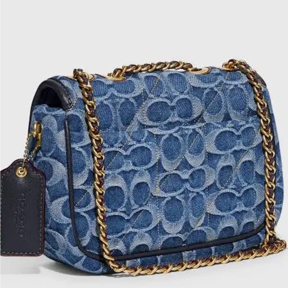 Coach Madison 18 Quilted Denim Crossbody Bag with Gold Chain. New in bag unused - Picture 3 of 6